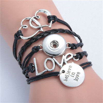 Believe in Love Leather Snap Bracelet