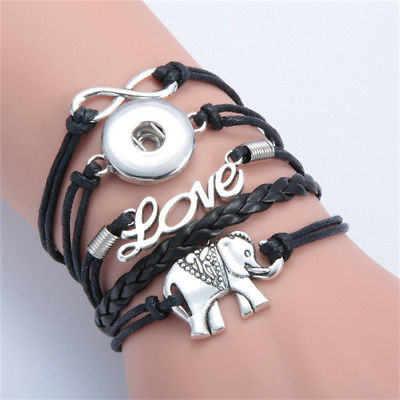 Black Love Leather Charm Bracelet