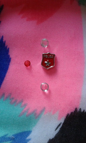 Red Police Badge Floating Charm