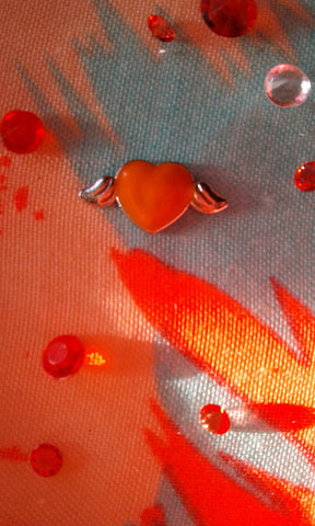 Orange Wing Heart Charm