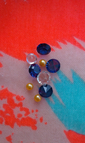 Sapphire and Gold Crystal Pearl Mix