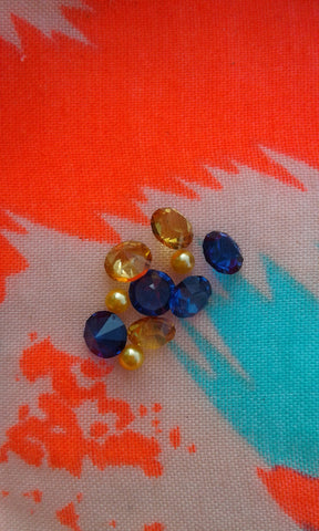 Sapphire and Topaz Crystal Pearl Mix