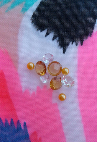 Topaz and Gold Crystal Pearl Mix