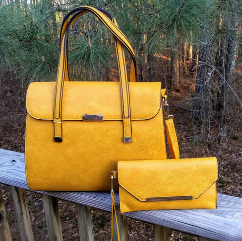 "BeYoutiful Mallory" Mustard Satchel Handbag