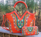 Orange "BeYoutiful Bohemian" Dashiki Print Tote Set