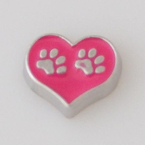 Dog Paw Heart Charm