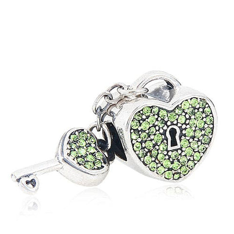 Peridot Crystal Heart Key Lock of Love